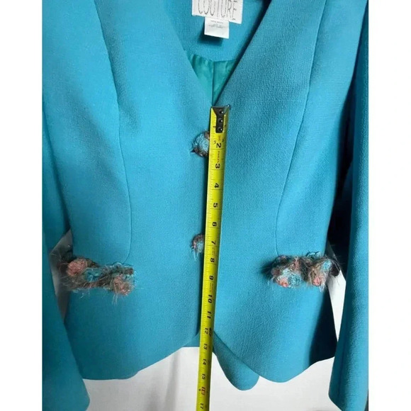Manzoni Couture Womens Long Sleeve Two Buttons Wool Blazer Jacket Blue Sz 12 - Picture 6 of 15